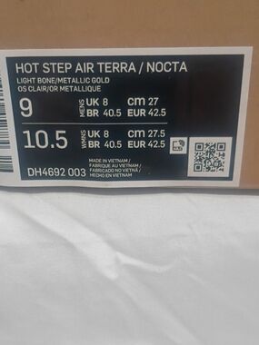 Nike Hot Step Air Terra / Nocta in Light Bone and Metallic Gold